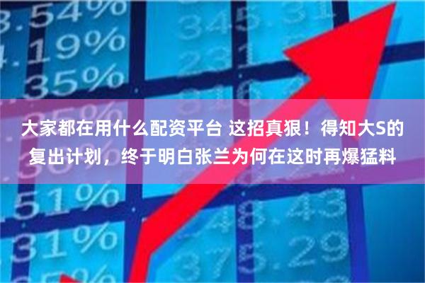 大家都在用什么配资平台 这招真狠！得知大S的复出计划，终于明白张兰为何在这时再爆猛料