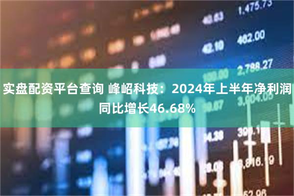 实盘配资平台查询 峰岹科技：2024年上半年净利润同比增长46.68%