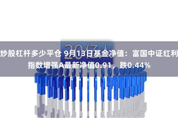 炒股杠杆多少平仓 9月13日基金净值：富国中证红利指数增强A最新净值0.91，跌0.44%