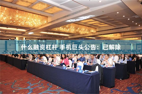 什么融资杠杆 手机巨头公告：已解除