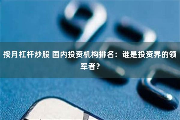 按月杠杆炒股 国内投资机构排名：谁是投资界的领军者？