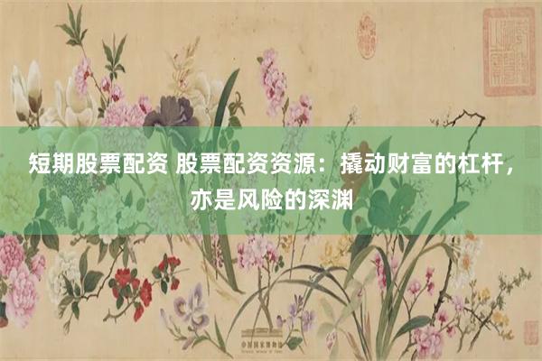 短期股票配资 股票配资资源：撬动财富的杠杆，亦是风险的深渊