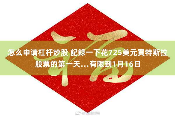 怎么申请杠杆炒股 記錄一下花725美元買特斯拉股票的第一天…有限到1月16日