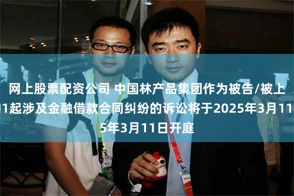 网上股票配资公司 中国林产品集团作为被告/被上诉人的1起涉及金融借款合同纠纷的诉讼将于2025年3月11日开庭