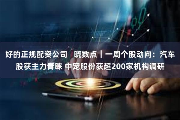 好的正规配资公司   晓数点｜一周个股动向：汽车股获主力青睐 中宠股份获超200家机构调研