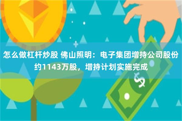 怎么做杠杆炒股 佛山照明：电子集团增持公司股份约1143万股，增持计划实施完成