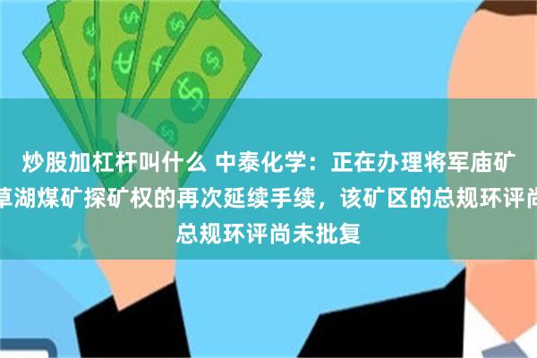 炒股加杠杆叫什么 中泰化学：正在办理将军庙矿区南黄草湖煤矿探矿权的再次延续手续，该矿区的总规环评尚未批复